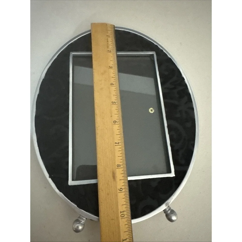 VTG Pewter Filigree Oval Shape Photo Frame for 4.5x6.5